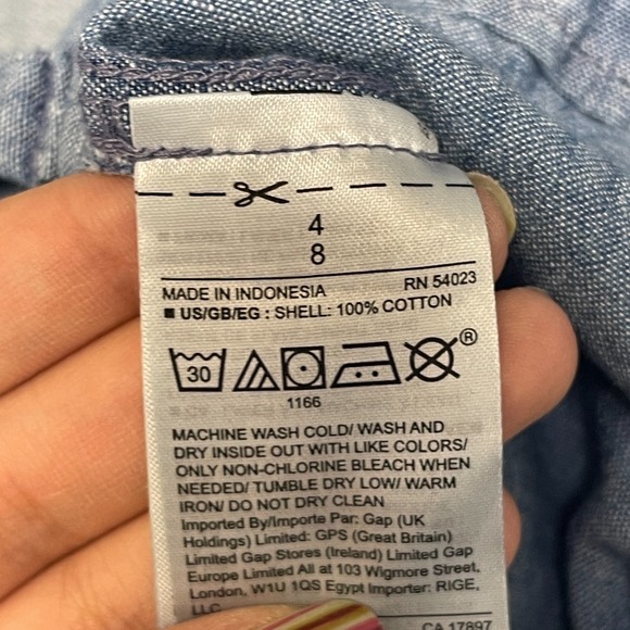 Gap Wide Leg Pants Women 4 Blue Cotton Chambray Mid Rise Relaxed Fit Resort Wear - Picture 11 of 16